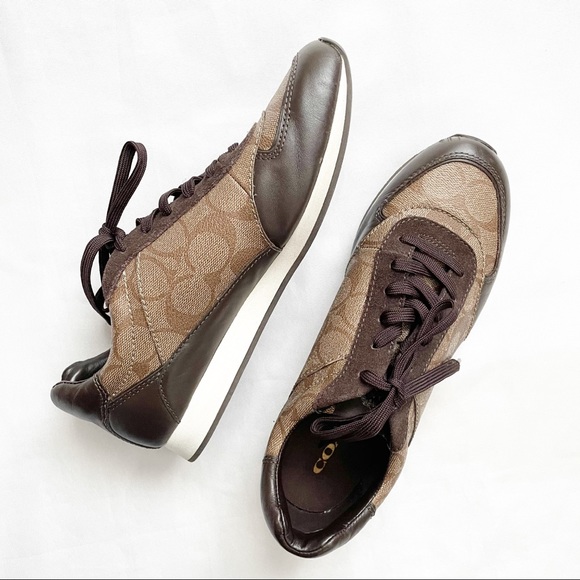 Coach Shoes - Coach Rebecca Monogram Brown Sneakers